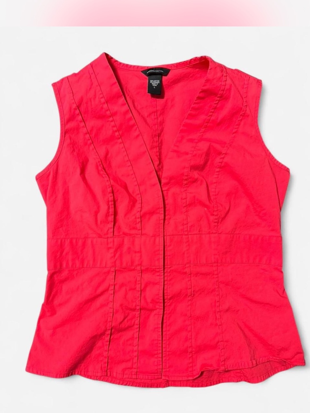 Vintage Moda International Bright Pink Sleeveless V-Neck Shell